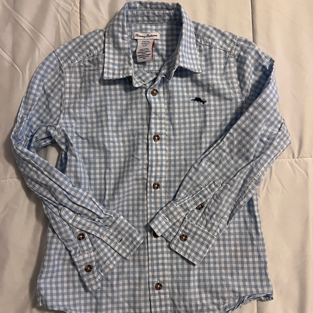 Tommy Bahama Light Blue Gingham Boy's Shirt